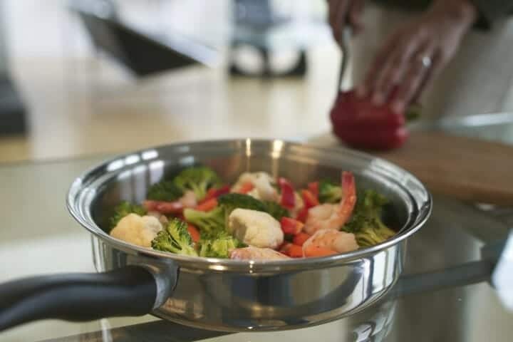 Vegetables cooking in a pan