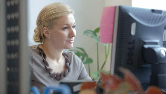 Woman working on a computer