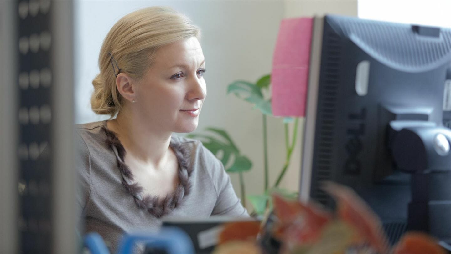 Woman working on a computer