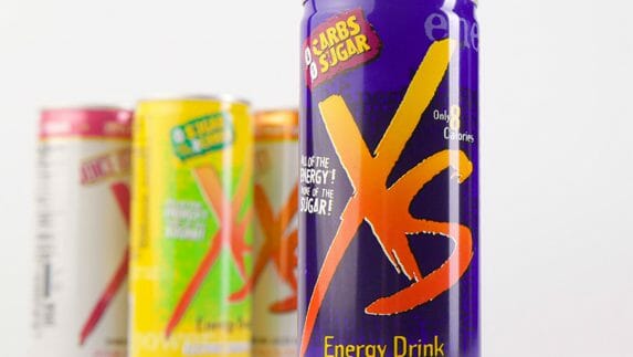 Cans of XS energy drink