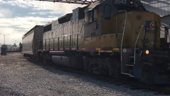 Image of a train engine at Amway's Ada campus. Amway's use of rail is better for the environment and helps to keep our costs down.