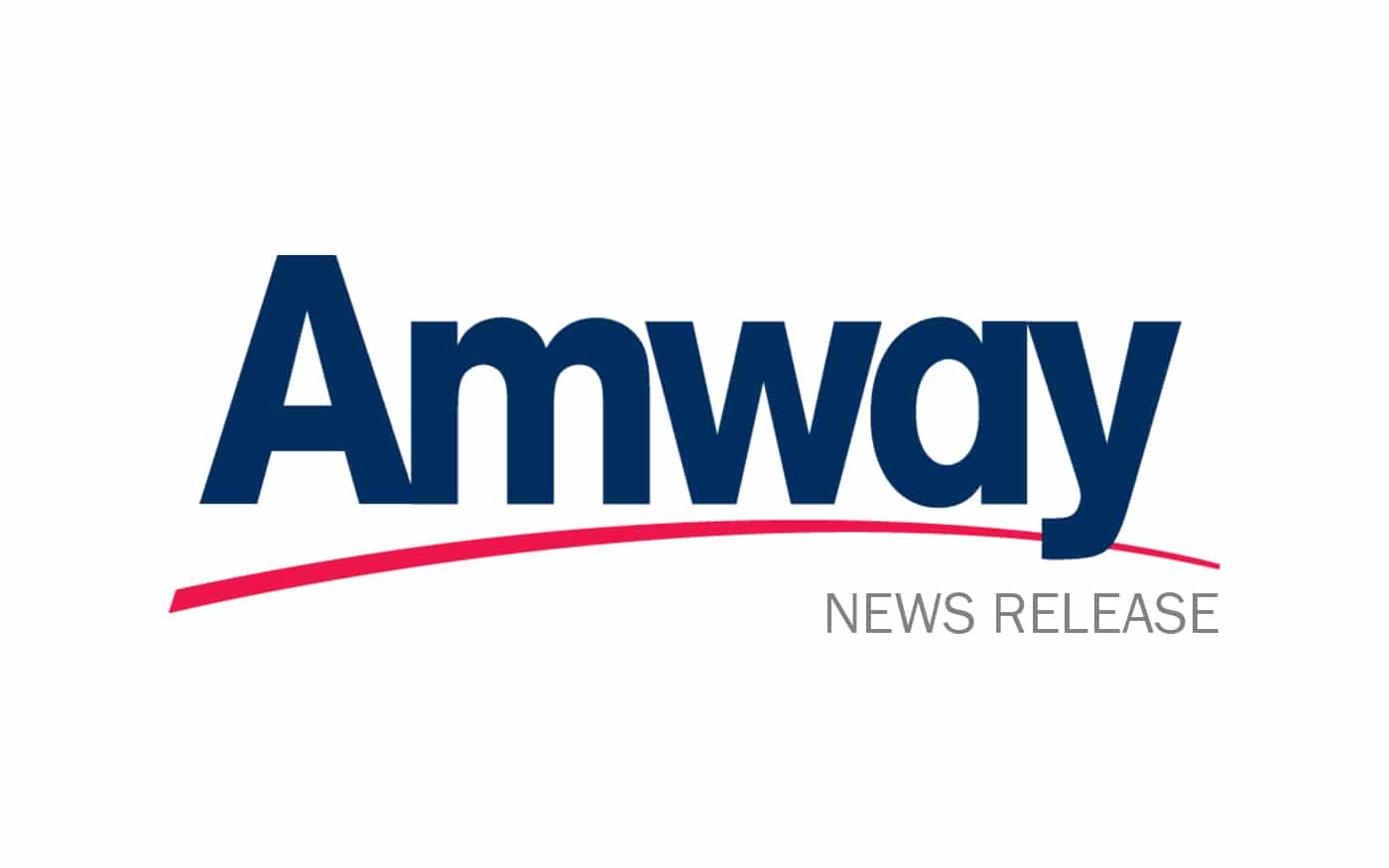 Amway logo in blue with red stripe below and News release in text