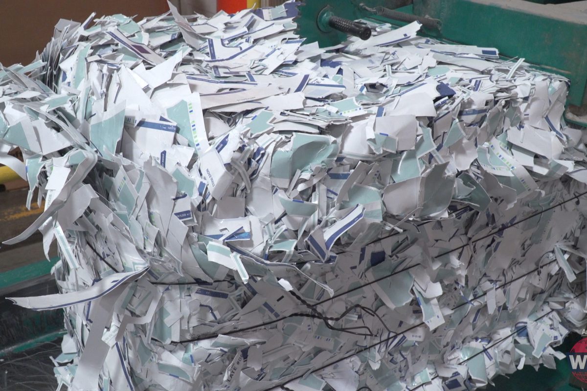 Bale of shredded paper
