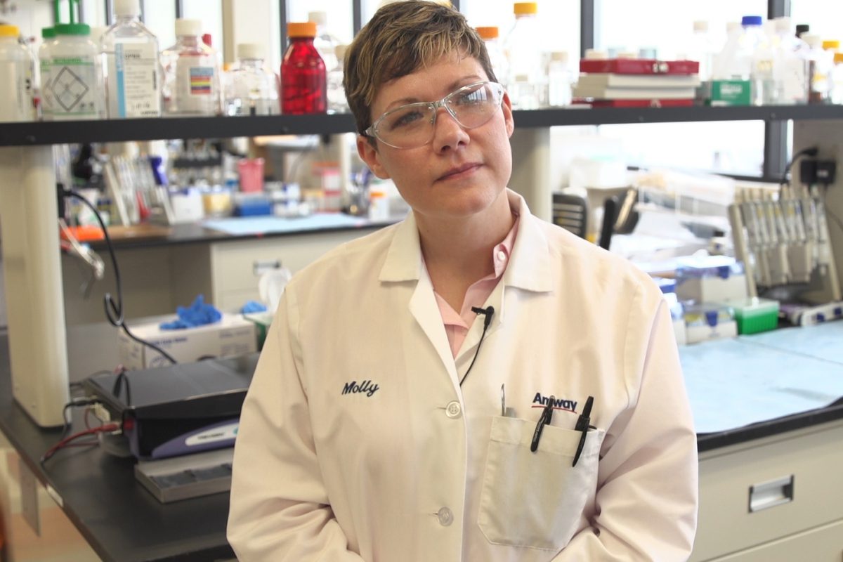 Senior research scientist Molly Hood in the lab.