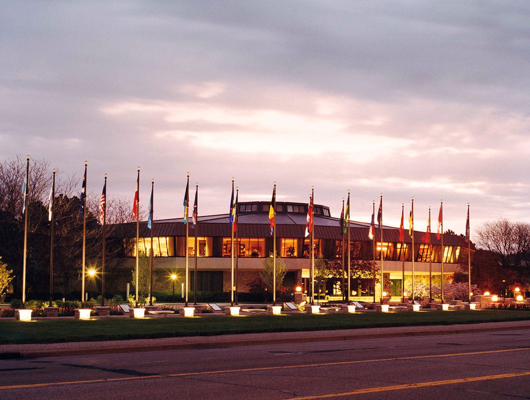 Front Of Amway W Flags