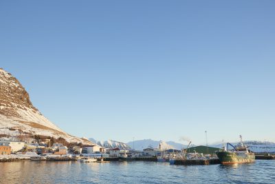 View of the Town of Bildudalur Iceland from the water