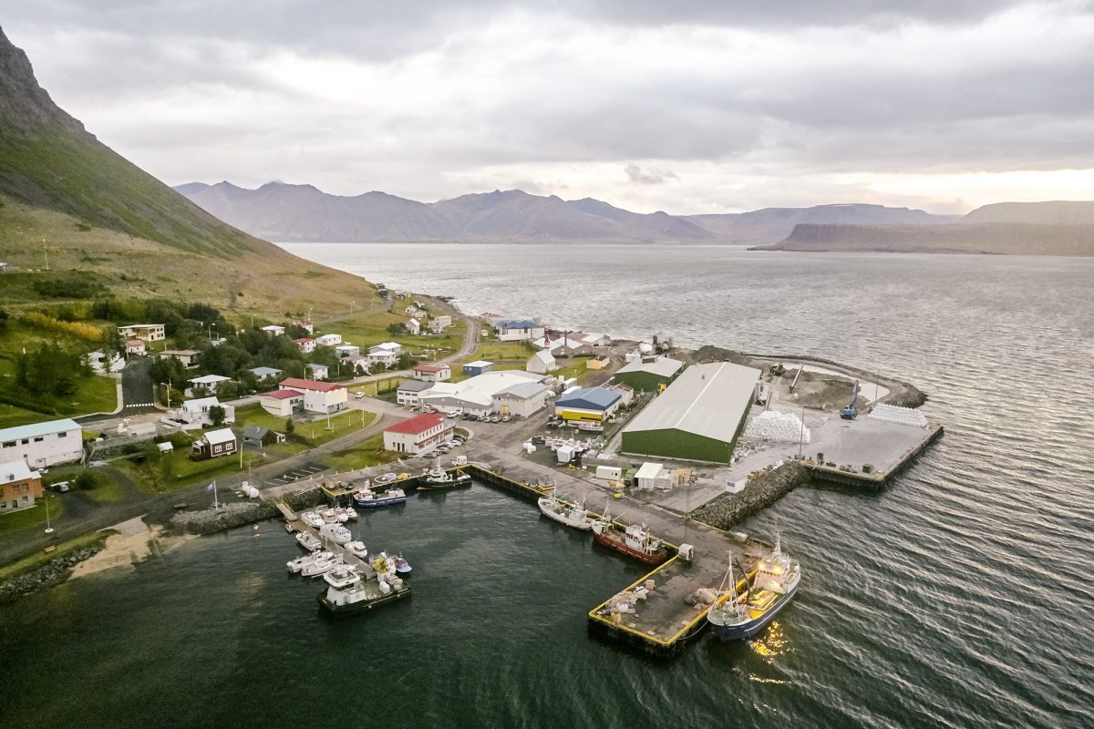 Town of Bildudalur on the coast of Iceland