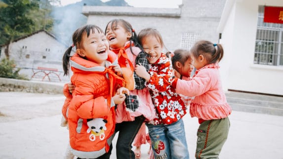 Group of girls playing and laughing