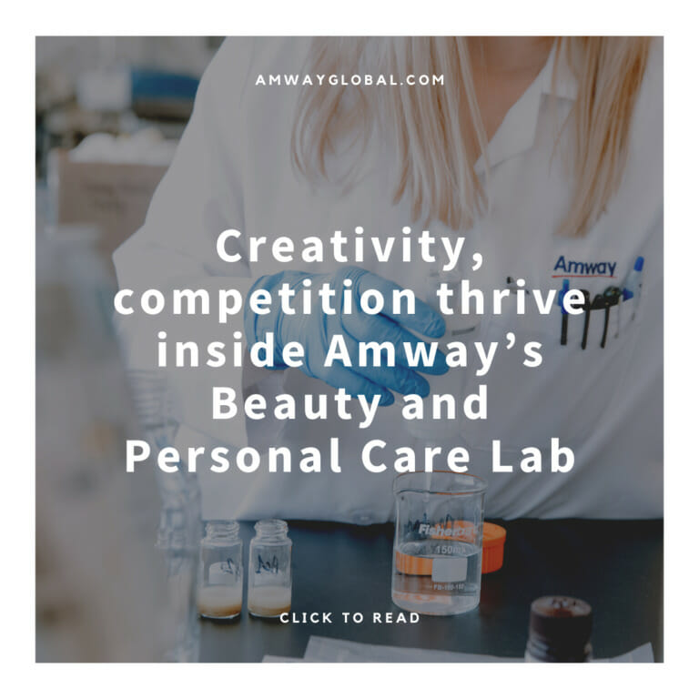 An Amway scientist tests samples in the lab. Creativity, competition thrive inside Amway's Beauty and Personal Care Lab.