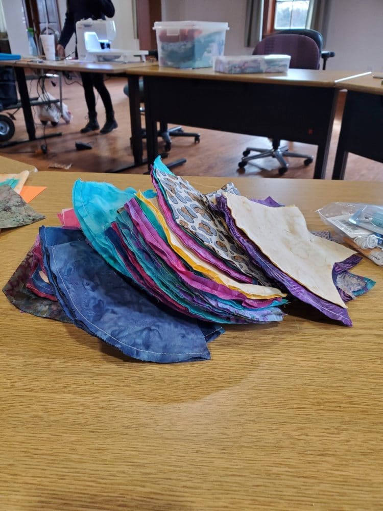 Stack of colorful fabric facemasks