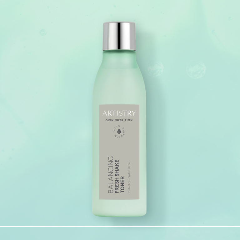 Bottle of artistry skin nutrition balancing fresh shake toner