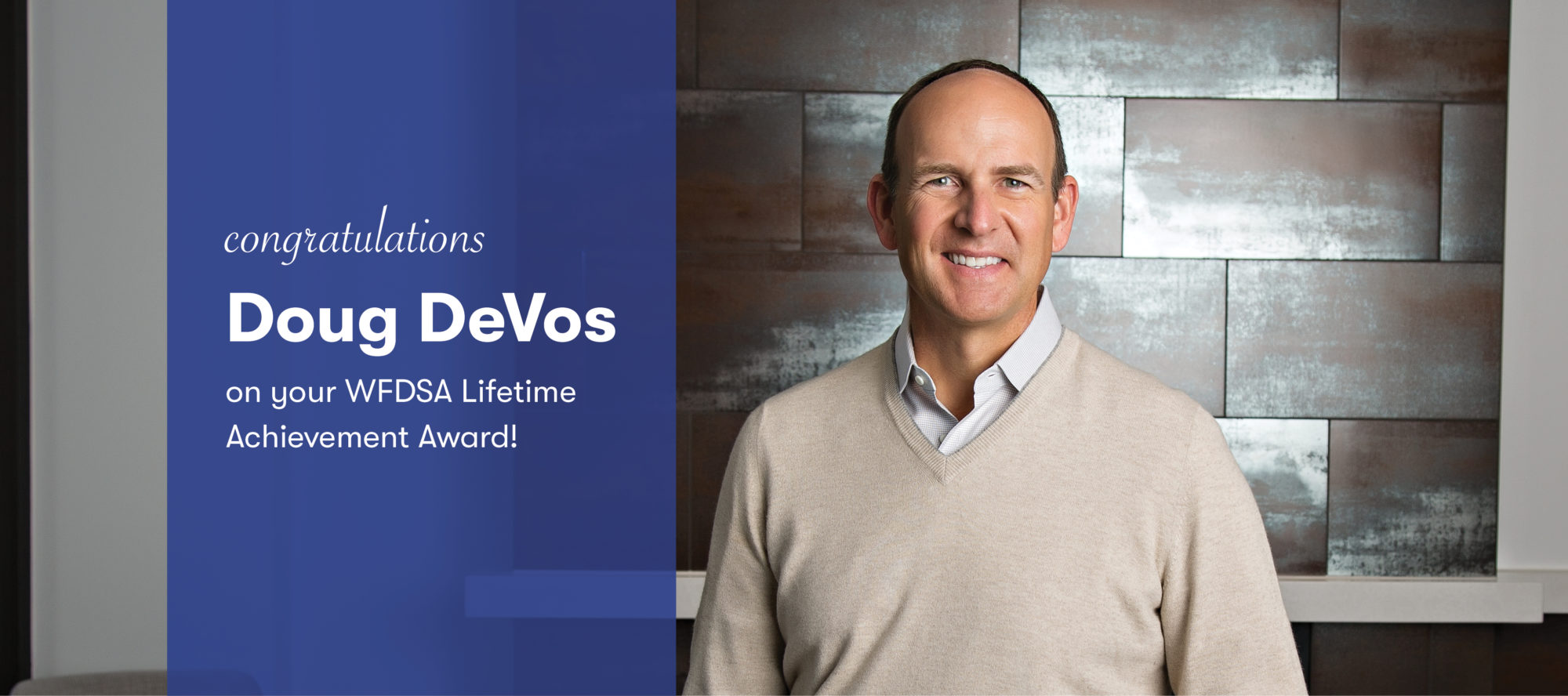 Doug DeVos headshot and congratulatory note