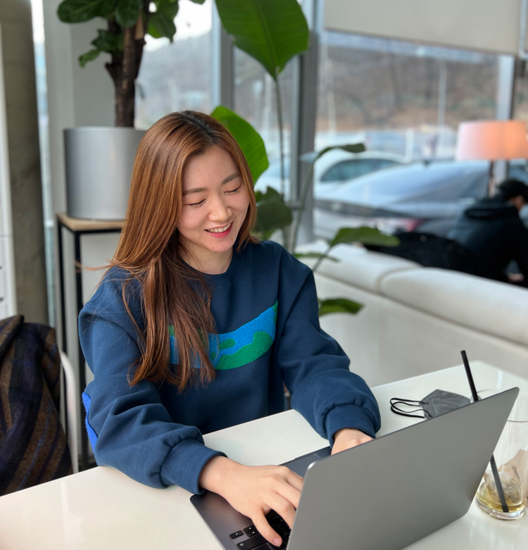 Woman working on laptop