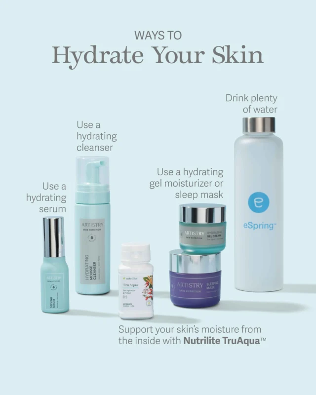 It’s here!💧 Meet your new glow-up essential: Nutrilite TruAqua! 🥳

Pair your favorite Artistry skincare must-haves with plenty of eSpring water and Nutrilite TruAqua to support your skin’s moisture from the inside out 🙌

#Nutrilite #NeweSpring #Artistry #ArtistrySkincare #ArtistrySkinNutrition 

† This statements have not been evaluated by the Food and Drug Administration. This
product is not intended to diagnose, treat, cure, or prevent any disease.