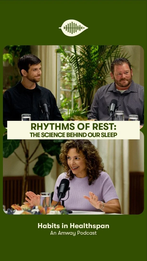Every person is naturally prewired for rhythms of rest to help them perform at their best 🙌💤
In this episode, study the science of sleep with Joe Jarvis, PhD from Amway R&D, and unlock the key to sleep consistency for your long-term health and wellness. Click the link in our stories for the full episode, and comment if you are a morning lark, night owl, or somewhere in between🎙️✨ 
#HabitsInHealthspan #Amway #AmwayLife