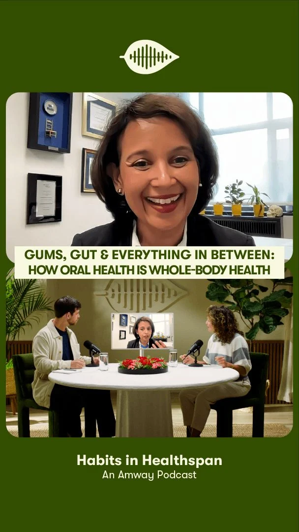 Do you visit the dentist regularly? 😁

Caring for your mouth is about more than pearly, white teeth – it has a huge impact on keeping the rest of your body healthy too 🙌  In this episode of Habits in Healthspan, Dr. Purnima Kumar, DDS, PhD from the University of Michigan and Amway SAB Advisor reveals how oral health connects to heart function, immunity, and aging. Learn about your mouth’s microbiome, important daily habits, and why good oral care matters for a longer, healthier life.
 
Click the link in our stories for the full episode – and comment with 🦷 if you brush 2x a day!🎙️✨
#HabitsInHealthspan #Amway #AmwayLife