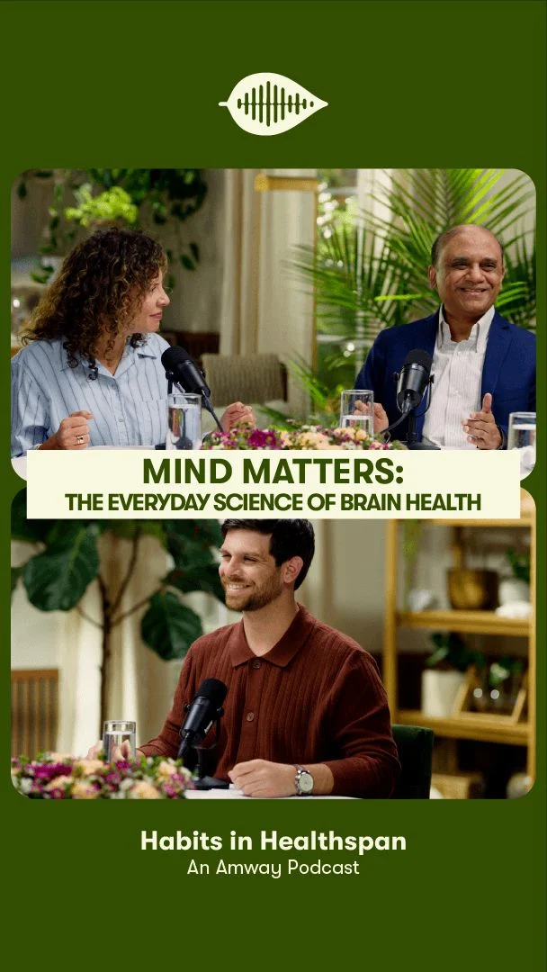Namaste your way to better brain health 🧠

Intentional practices like yoga not only calm the mind and body, but may support brain function too! In this episode of Habits in Healthspan, listen in as Raj Araveli from Amway R&D unpacks practical ways to support a healthy mind with tips on sleep, stress management, movement, diet & hydration, and other brain-challenging habits 🎉

Click the link in our stories for the full episode – and comment with your favorite yoga pose🎙️✨
#HabitsInHealthspan #Amway #AmwayLife