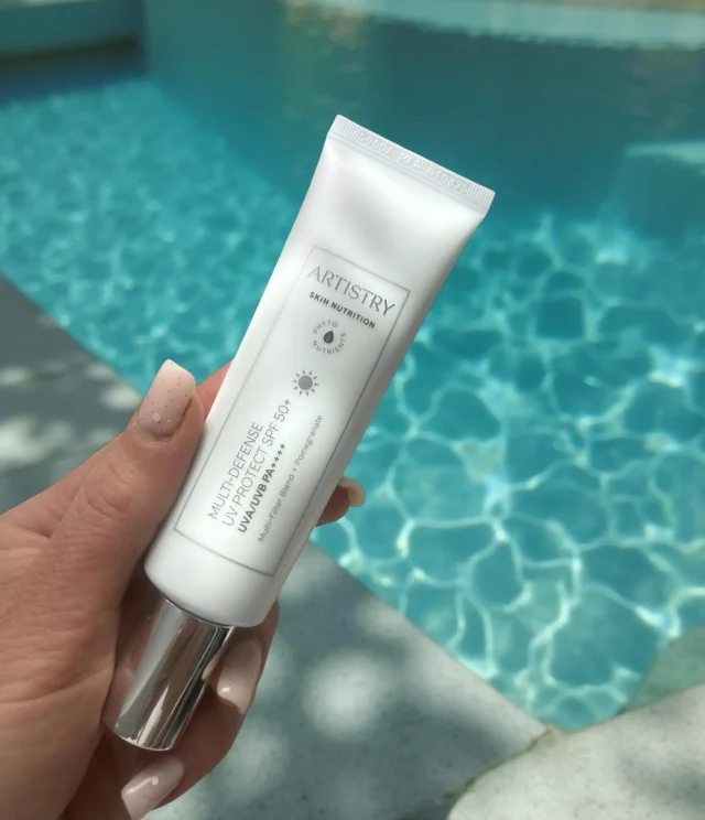 Your best friend for the summer months ☀️😎

#ArtistrySkinNutrition Multi-Defense UV Protect SPF 50+ gives the highest industry-standard sun protection (SPF50+/PA++++) along with blue light, infrared, pollution, and free radical protection too. Giving you the peace of mind to enjoy every pool day this year 

How are you planning on enjoying your summer? 👇
📸 Photo Credit: @glow_with_oana
#Amway #AmwayLife