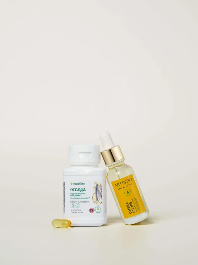Now there’s ✌️ ways to get Omegas in your day! 🤩

Artistry Skin Nutrition Omega Drops 💧 
Strengthens skin’s moisture barrier for long-lasting moisturization and a healthy glow 🌟

Nutrilite Omega 🐟
Supports heart and brain health with potent Omega 3s, EPA and DHA, plus ALA 😌

Will you add Omega essential fatty acids to your routine with supplements, skincare or both?
#Amway #AmwayLife #Artistry #Nutrilite